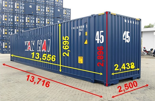 Kích thước thùng container 45 hc
